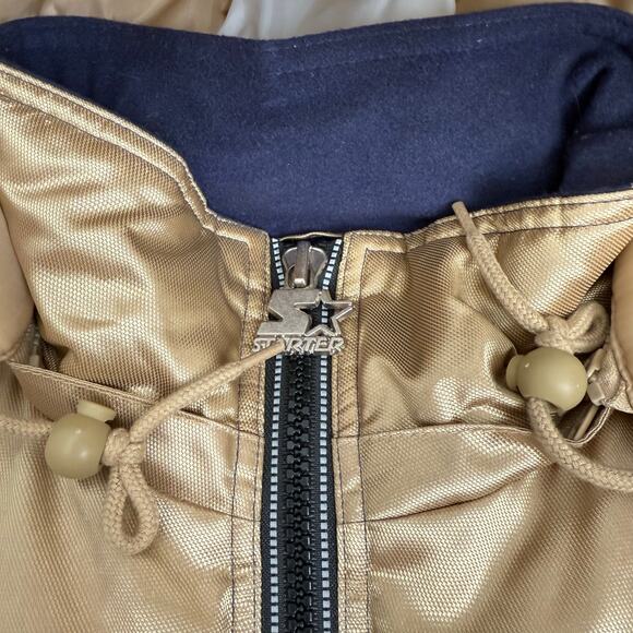 Vintage 90s University Notre Dame Jacket Large Blue Gold Starter Fighting Iris - Picture 3 of 9